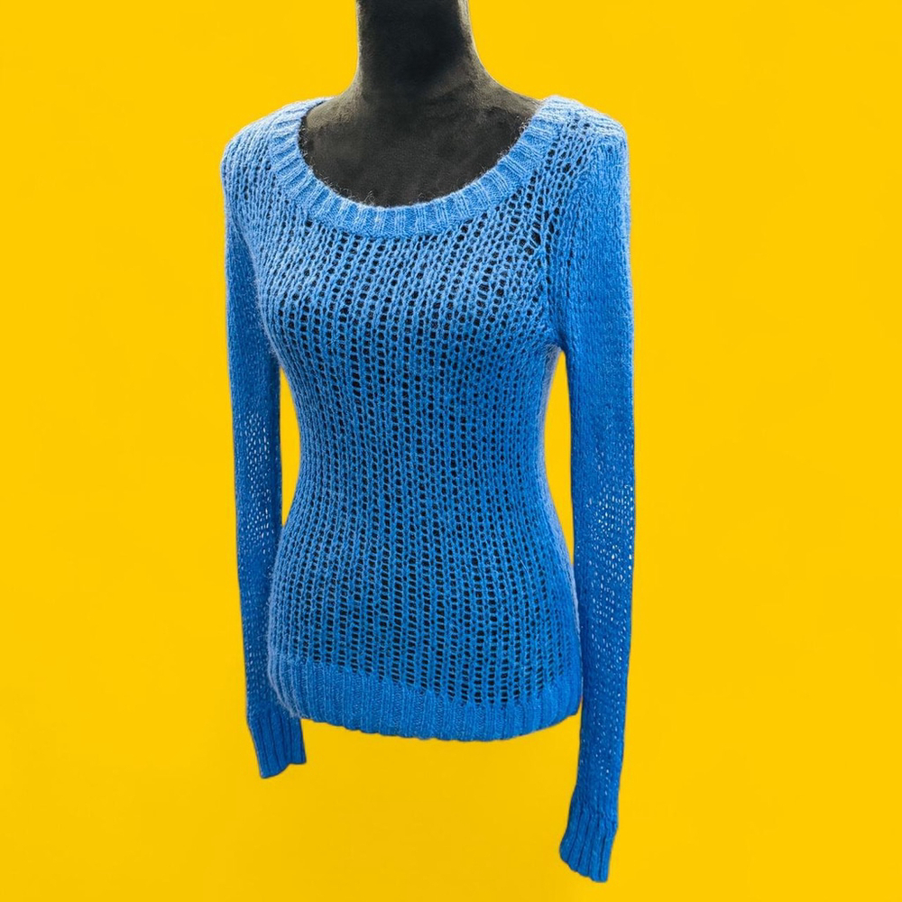Aerie Mohair Light Airy Fairy Coquette Blue Long Sleeve Sweater Small